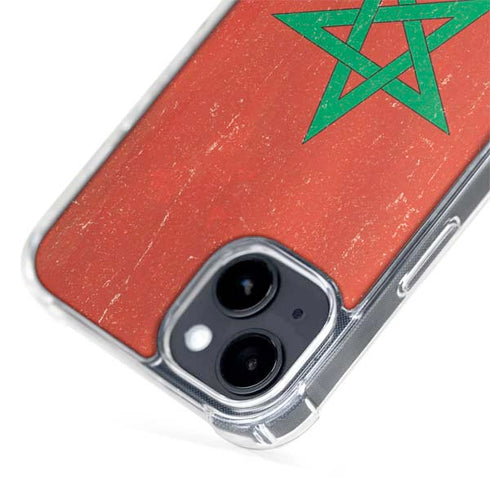 Morocco Flag Distressed iPhone 15 MagSafe Case